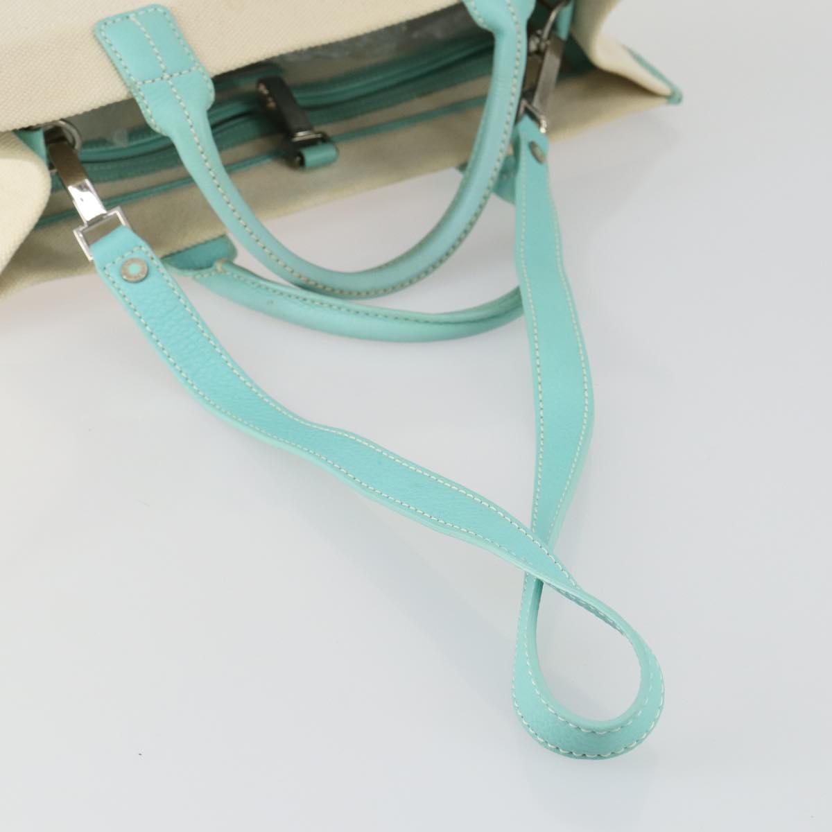 TIFFANY&Co. Hand Bag Canvas 2way White Silver Auth yk19846
