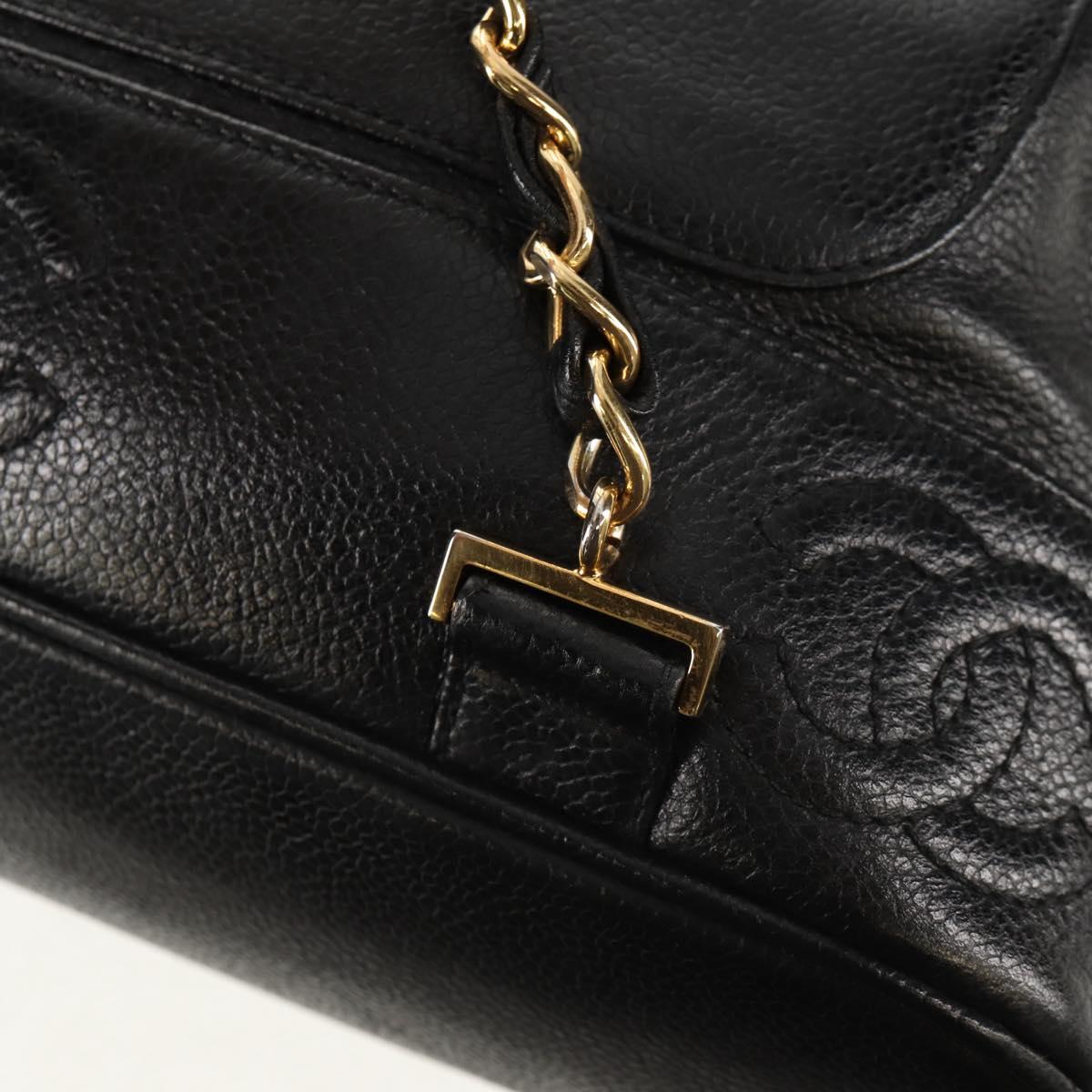 CHANEL Triple Coco Backpack Caviar Skin Black Gold CC Auth yk19848V