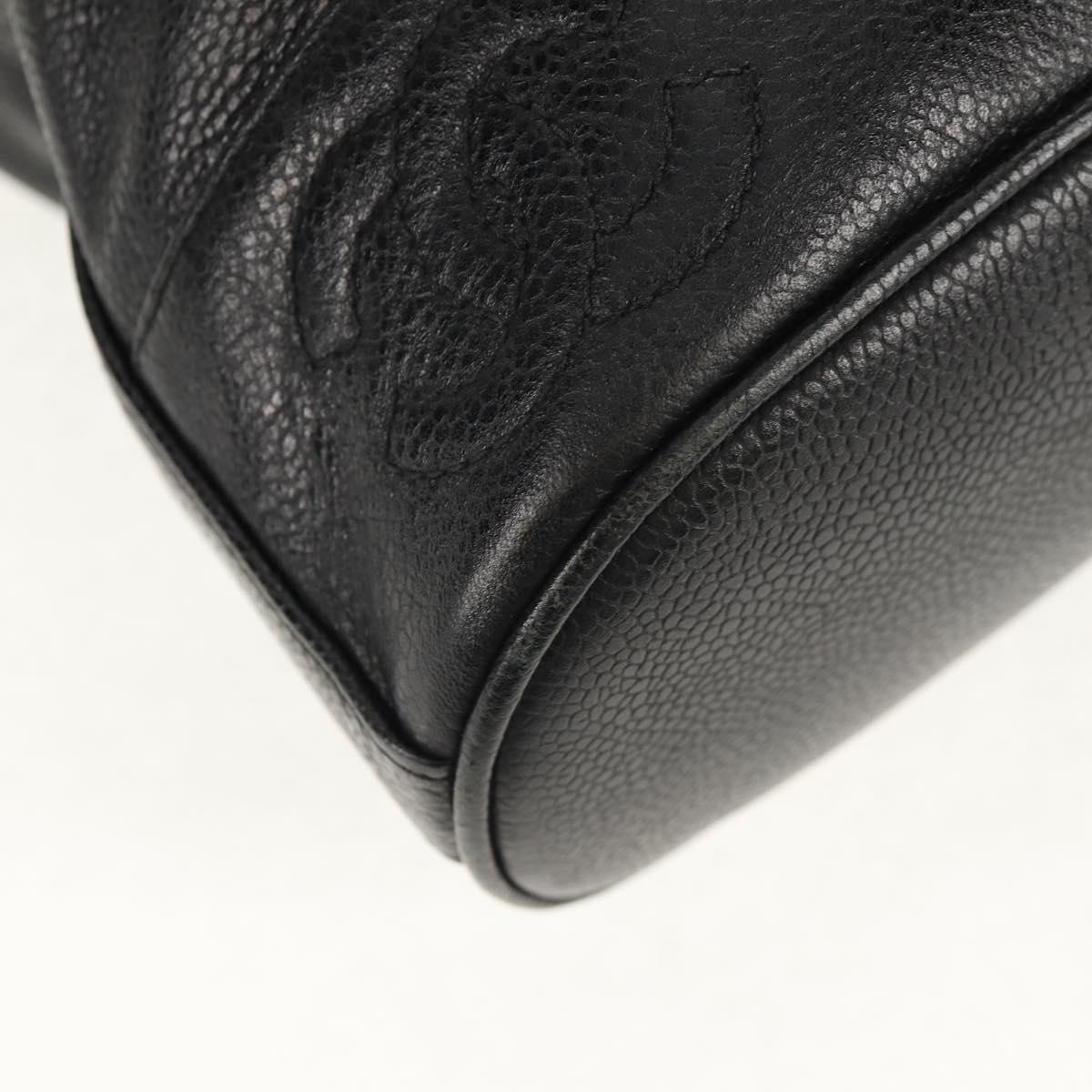 CHANEL Triple Coco Backpack Caviar Skin Black Gold CC Auth yk19848V