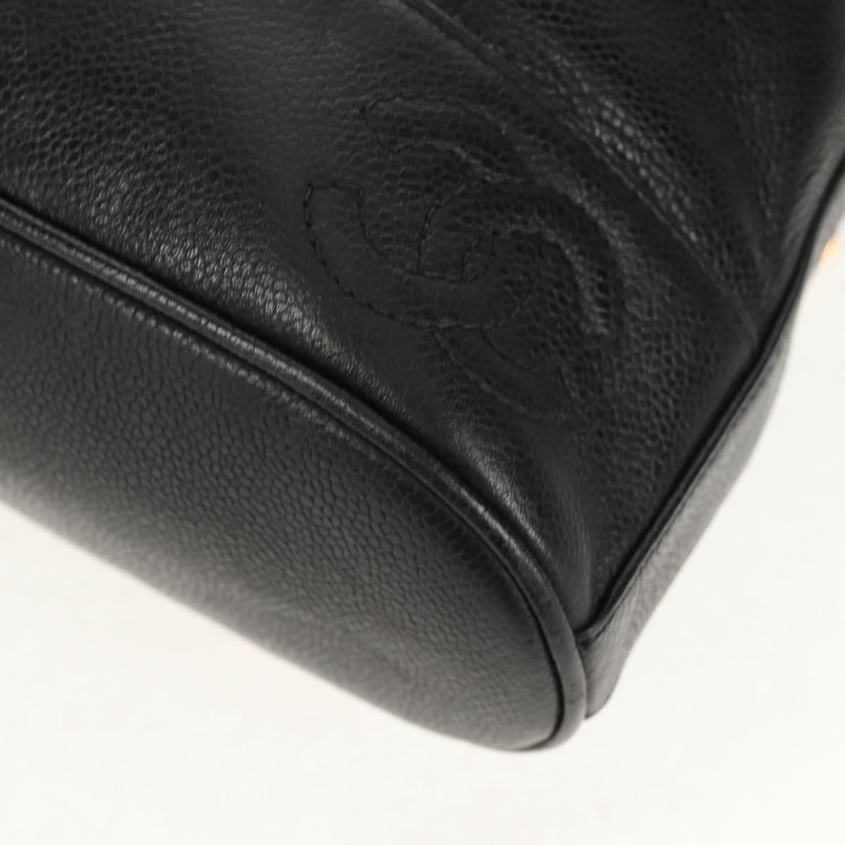 CHANEL Triple Coco Backpack Caviar Skin Black Gold CC Auth yk19848V