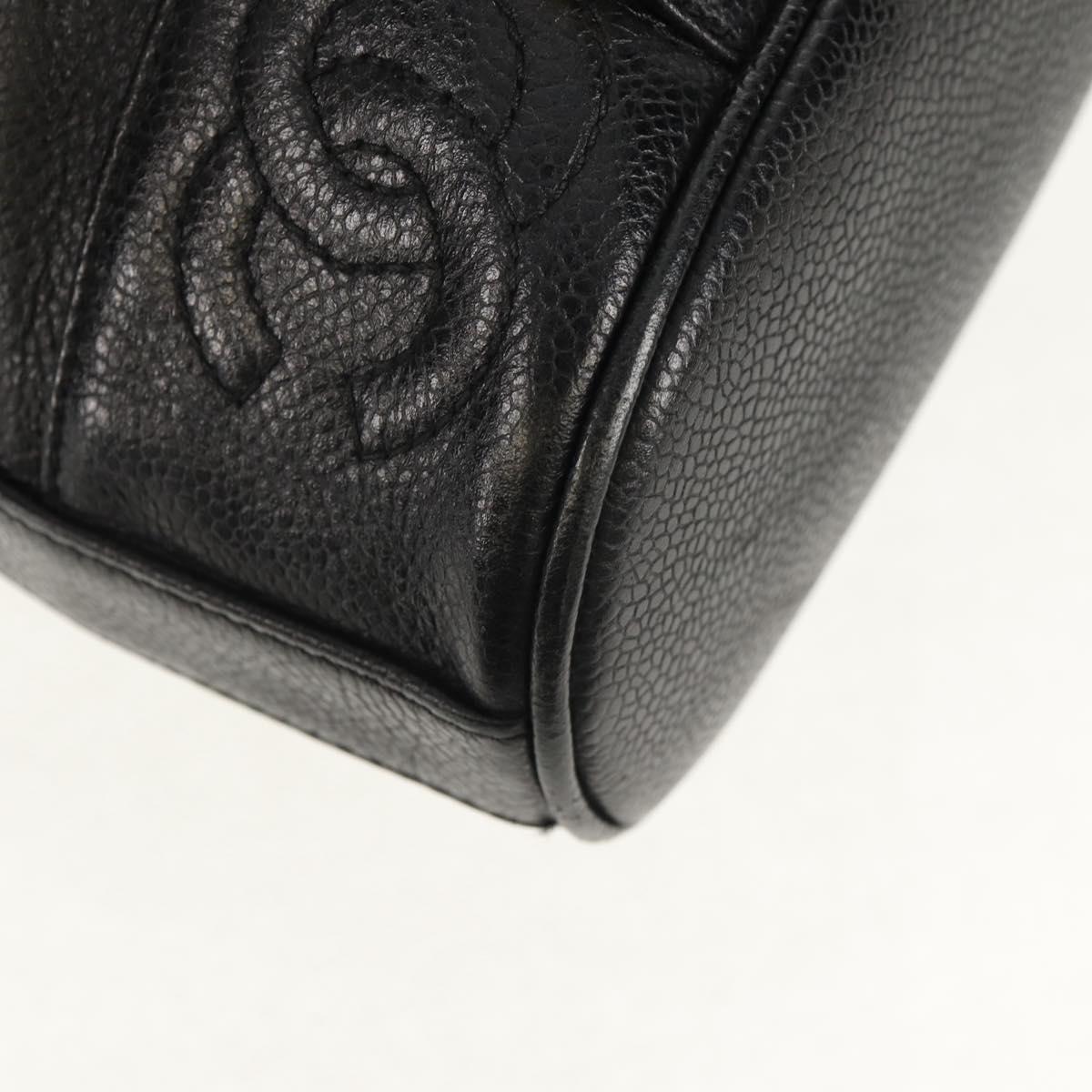 CHANEL Triple Coco Backpack Caviar Skin Black Gold CC Auth yk19848V