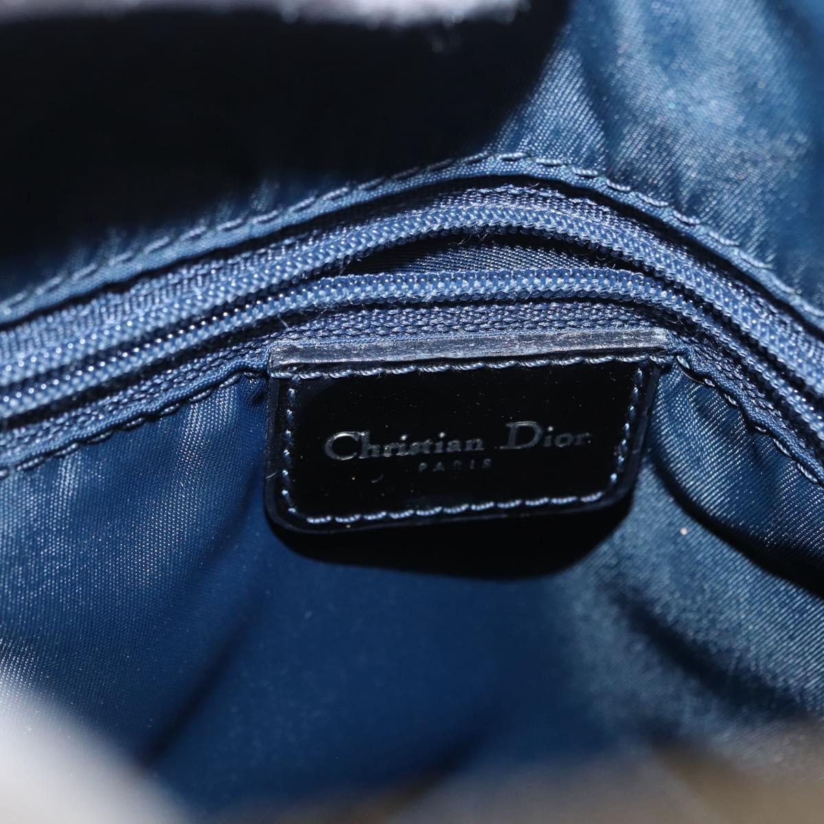 Christian Dior Trotter Canvas Boston Bag Navy Gold Auth yk19859