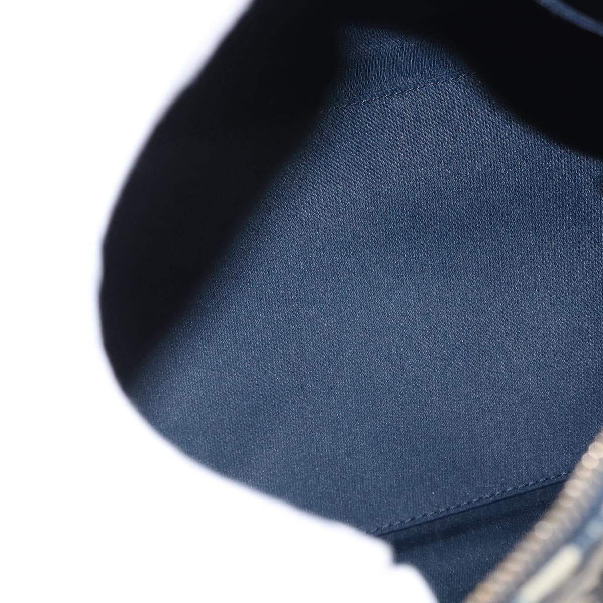 Christian Dior Trotter Canvas Boston Bag Navy Gold Auth yk19859