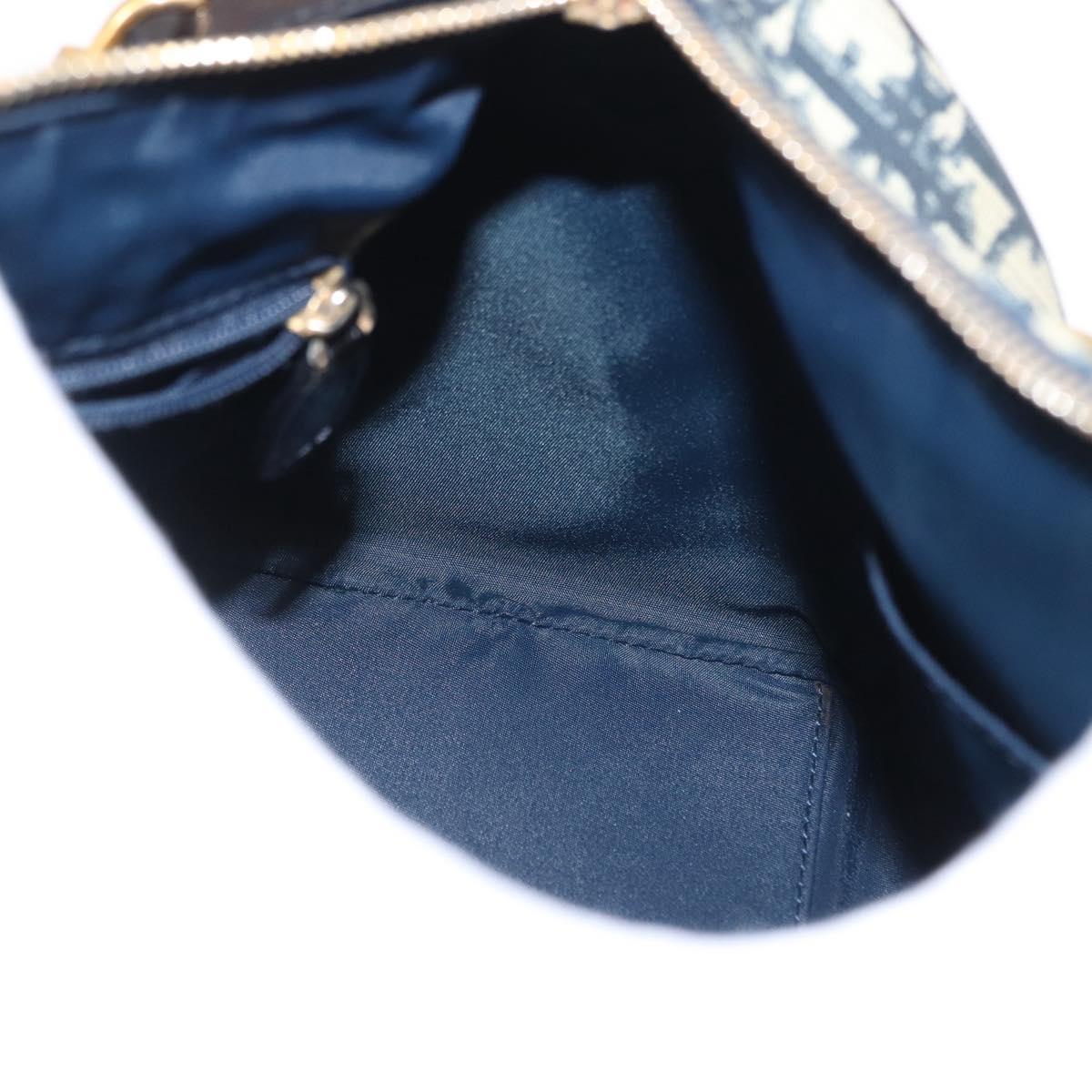 Christian Dior Trotter Canvas Boston Bag Navy Gold Auth yk19859