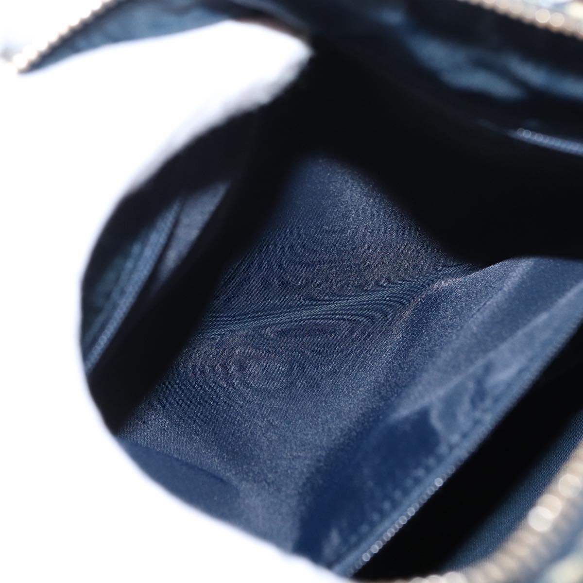 Christian Dior Trotter Canvas Boston Bag Navy Gold Auth yk19859