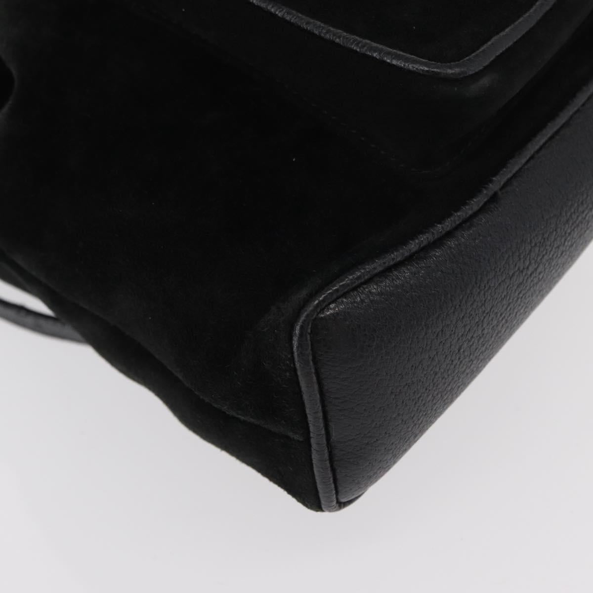 GUCCI Bamboo Backpack Suede Black Gold 003 1705 0030 Auth yk19868