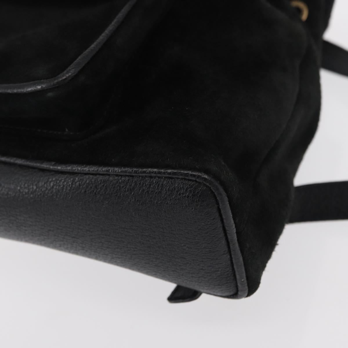 GUCCI Bamboo Backpack Suede Black Gold 003 1705 0030 Auth yk19868