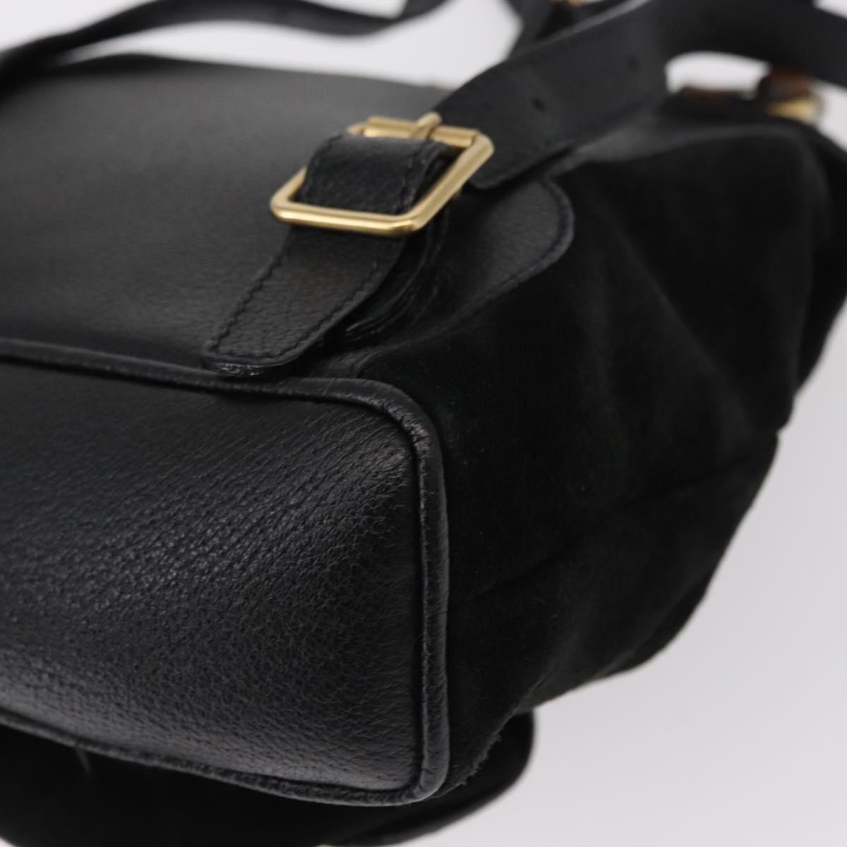 GUCCI Bamboo Backpack Suede Black Gold 003 1705 0030 Auth yk19868
