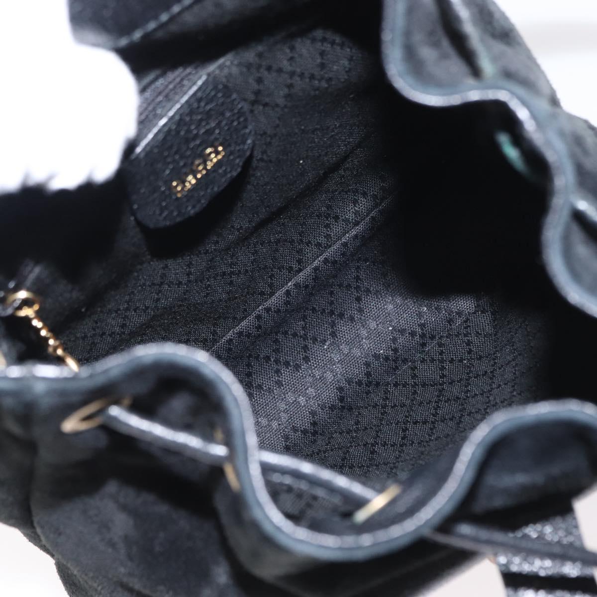 GUCCI Bamboo Backpack Suede Black Gold 003 1705 0030 Auth yk19868