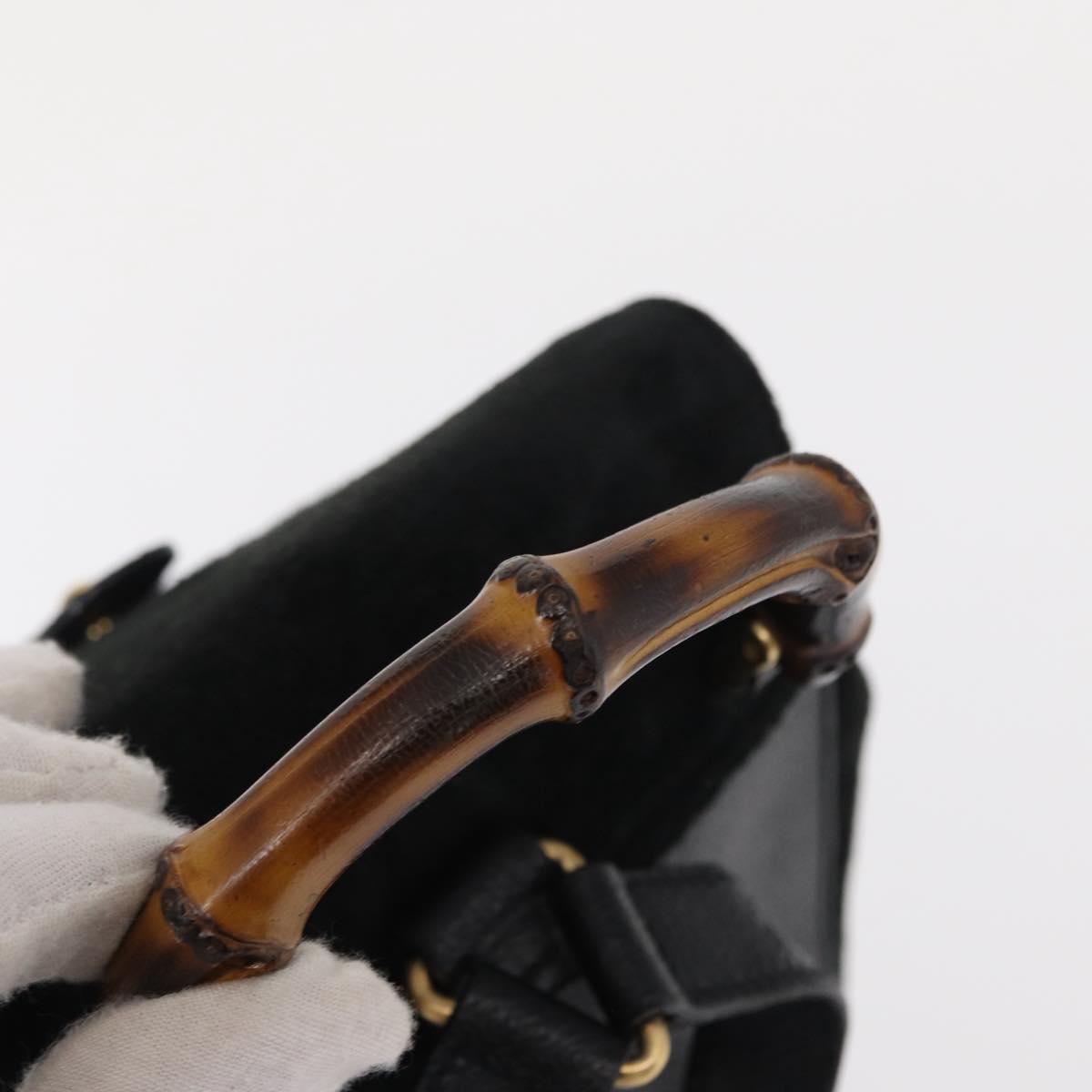 GUCCI Bamboo Backpack Suede Black Gold 003 1705 0030 Auth yk19868