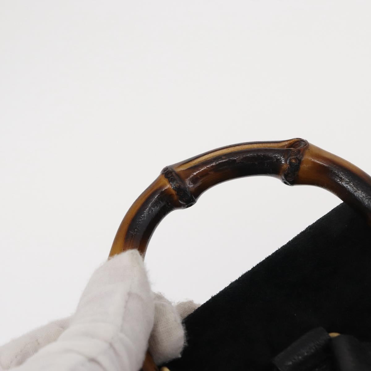 GUCCI Bamboo Backpack Suede Black Gold 003 1705 0030 Auth yk19868