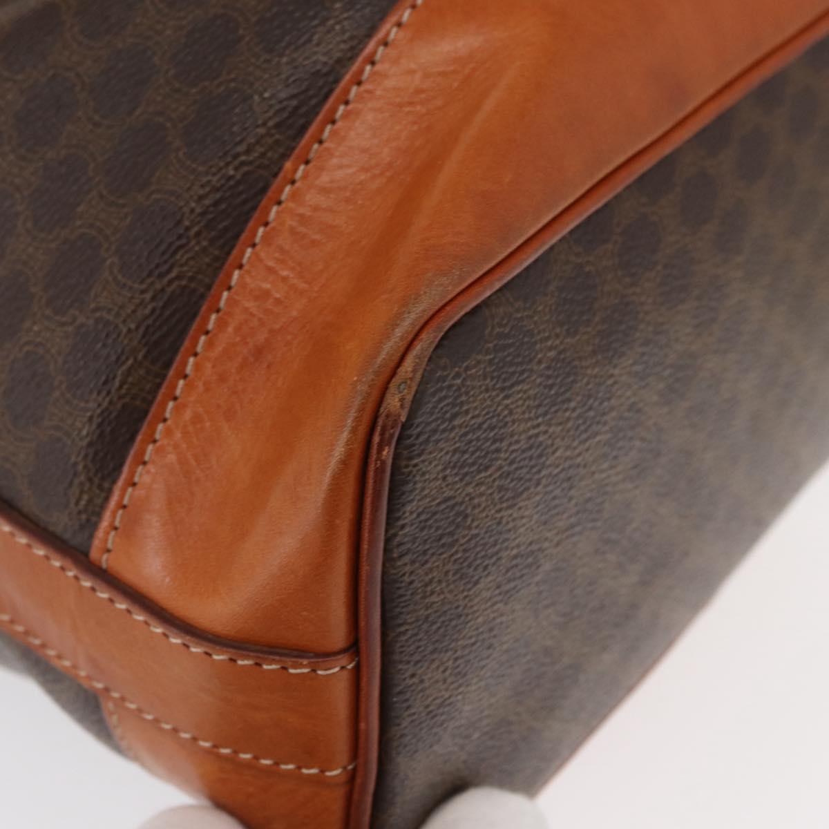 CELINE Macadam Canvas Shoulder Bag PVC Leather Brown Gold Auth yk19869