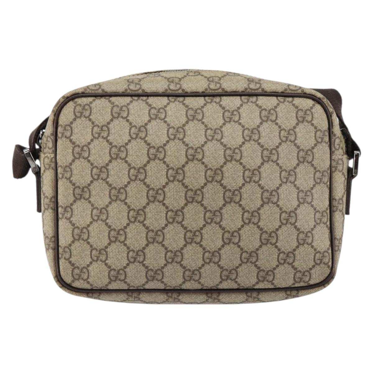 GUCCI GG Supreme Shoulder Bag PVC Beige Silver 114291 Auth yk19871