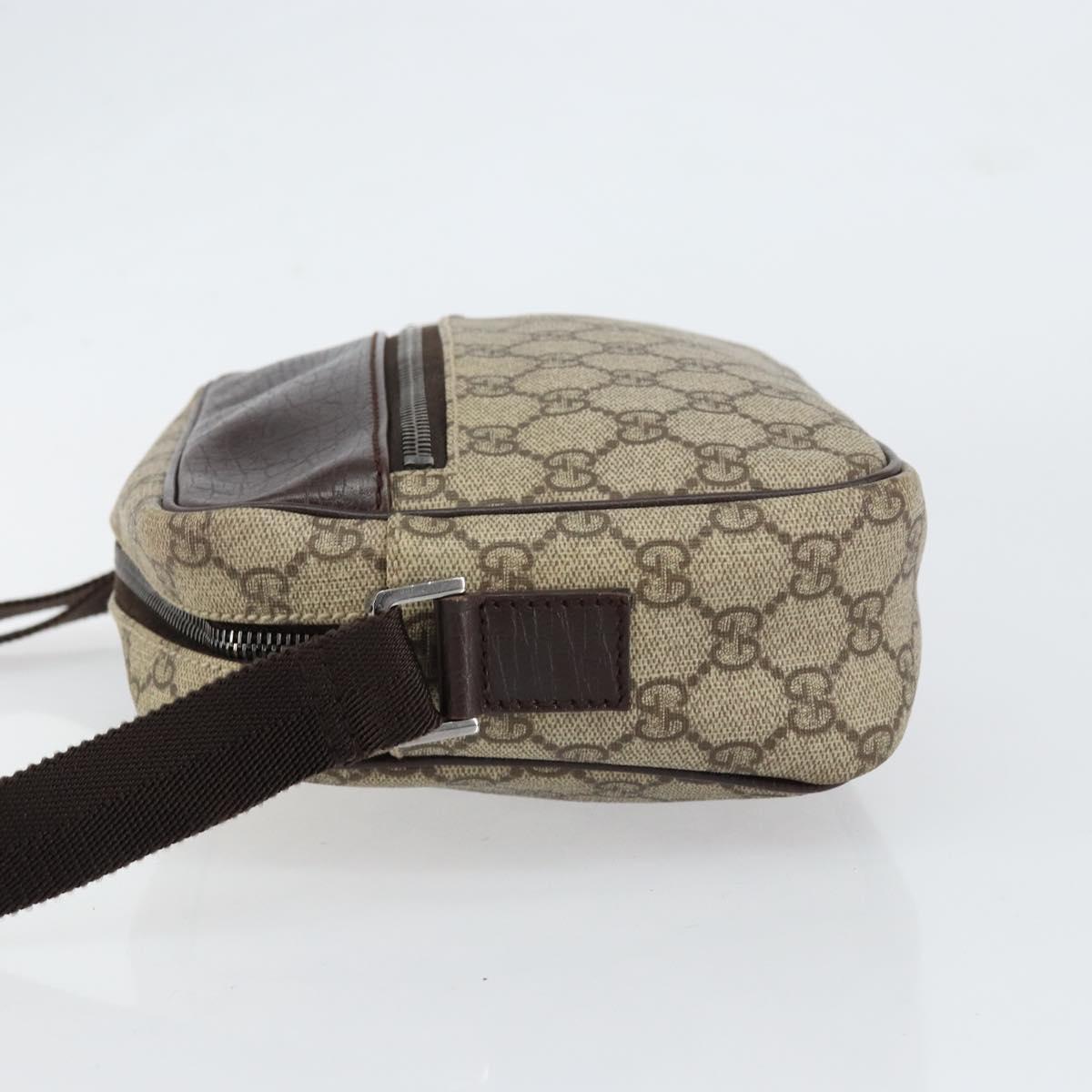 GUCCI GG Supreme Shoulder Bag PVC Beige Silver 114291 Auth yk19871