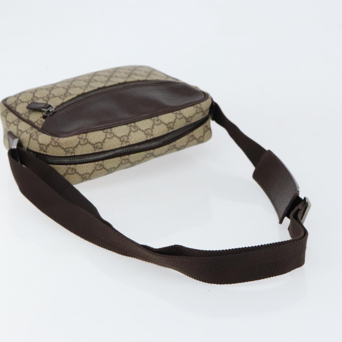 GUCCI GG Supreme Shoulder Bag PVC Beige Silver 114291 Auth yk19871