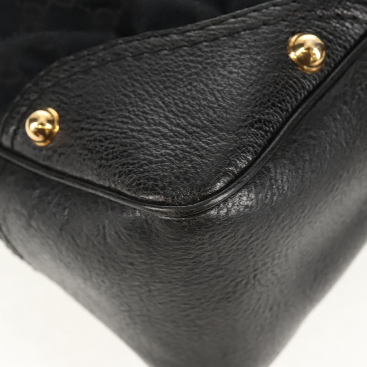 GUCCI Horsebit GG Canvas Shoulder Bag Black Gold 211966 Auth yk19873V