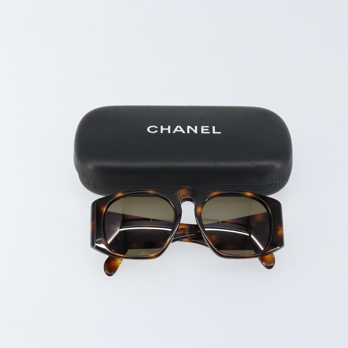 CHANEL COCO Mark Sunglasses plastic Brown CC Auth yk19877V