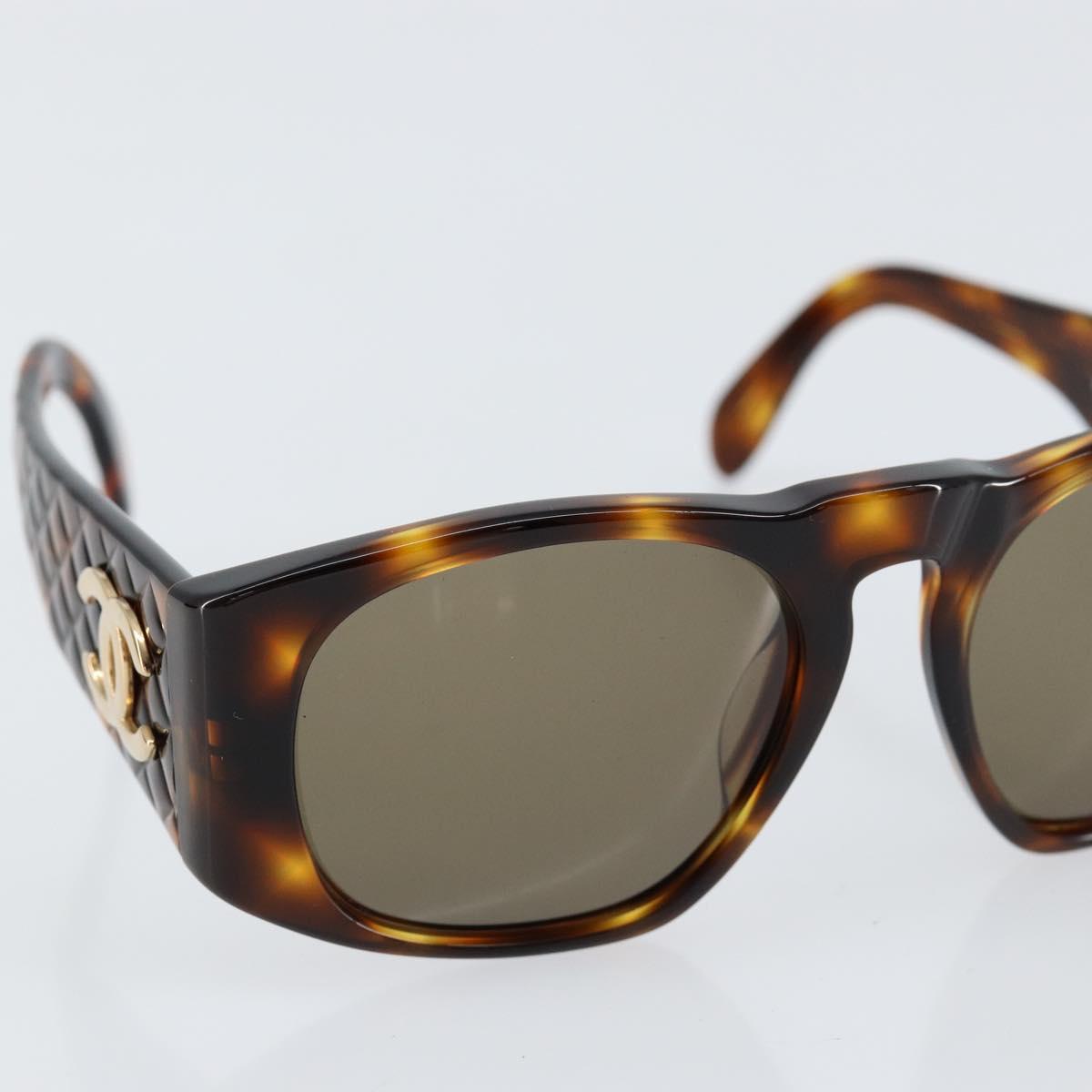 CHANEL COCO Mark Sunglasses plastic Brown CC Auth yk19877V