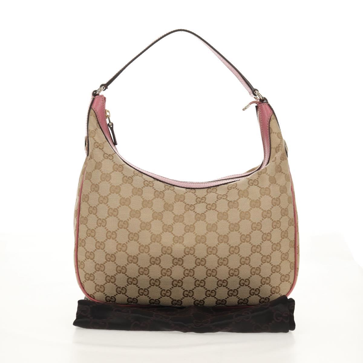 GUCCI GG Canvas Shoulder Bag Beige Gold 153010 Auth yk19887V
