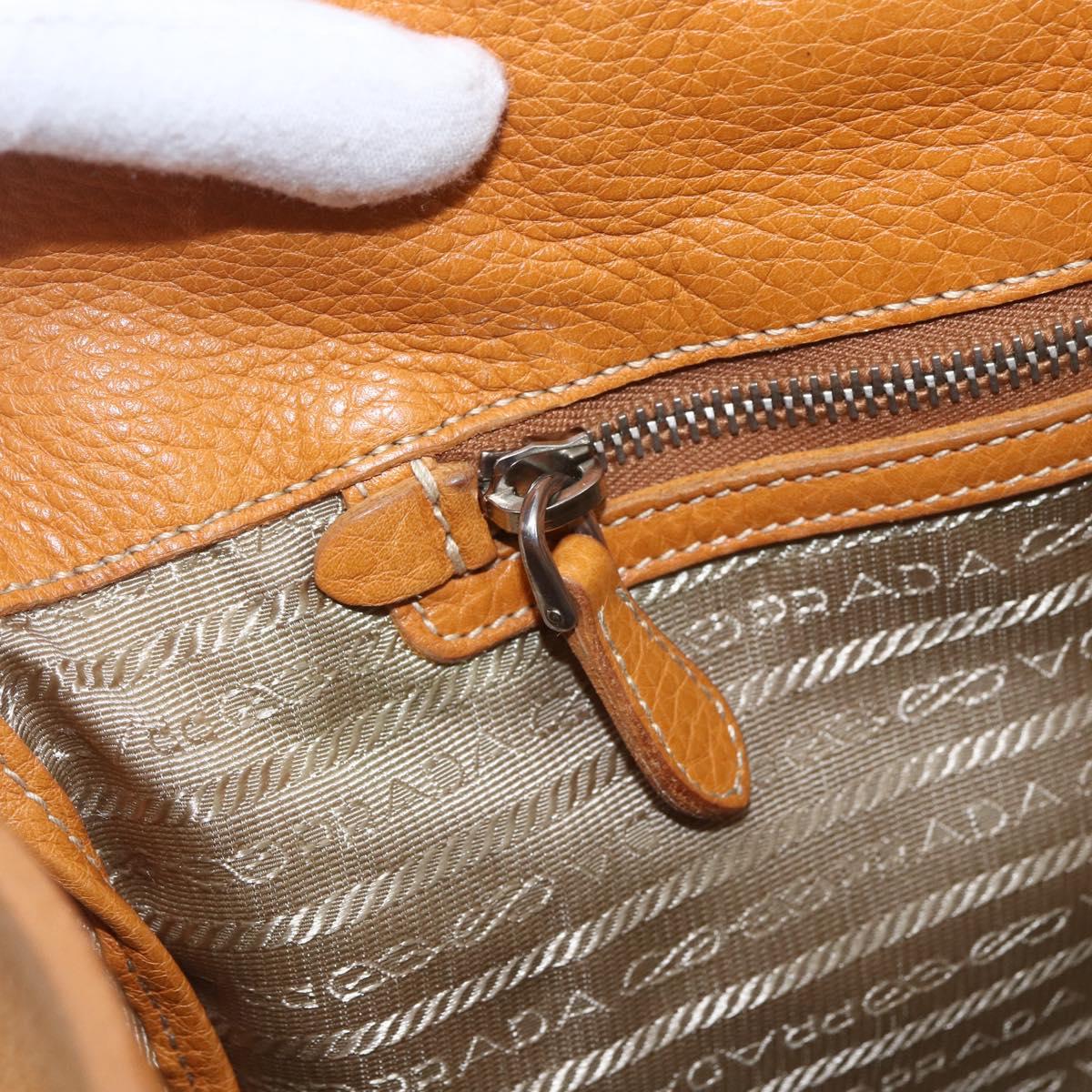 PRADA Hand Bag Leather Brown Silver Auth yk19892