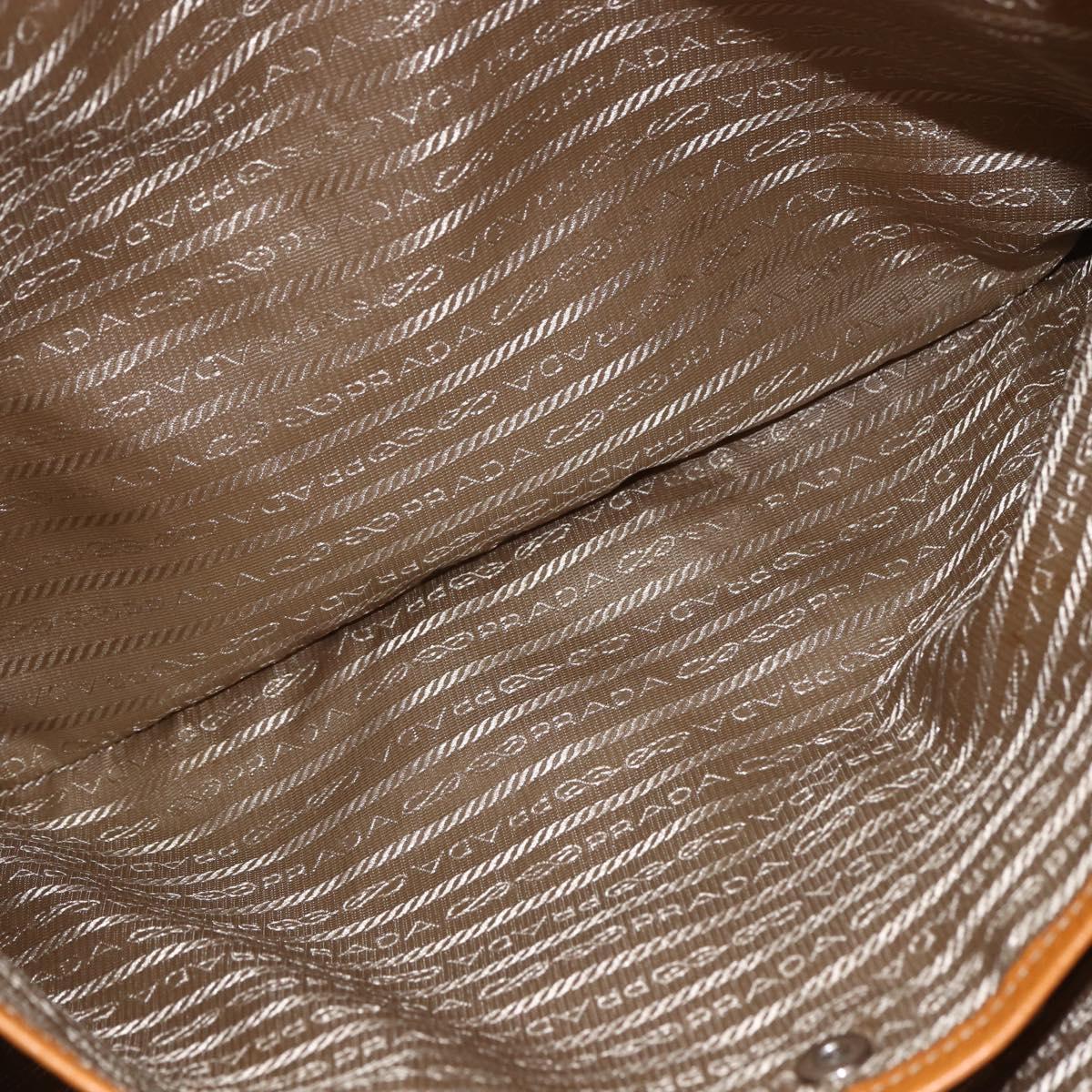 PRADA Hand Bag Leather Brown Silver Auth yk19892
