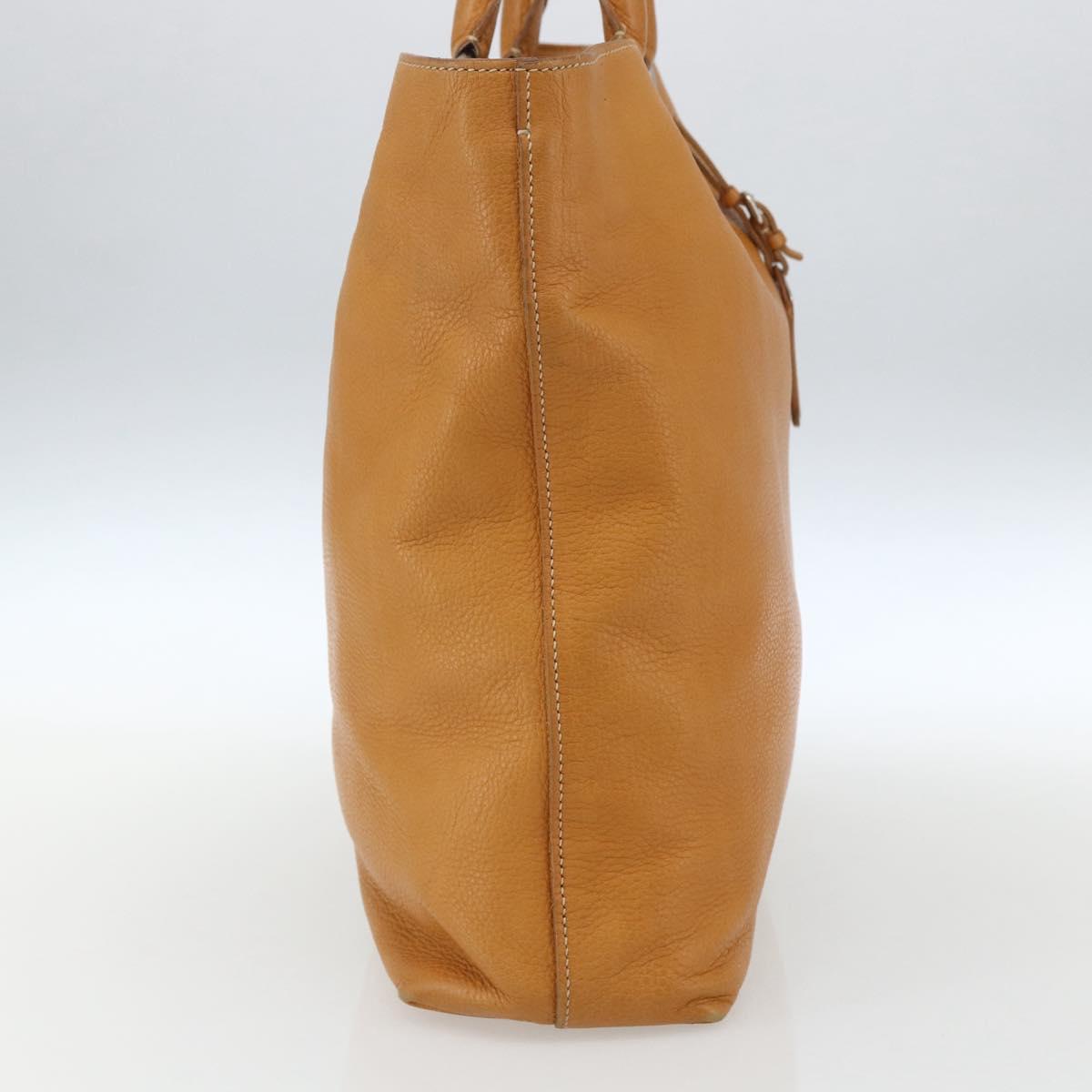 PRADA Hand Bag Leather Brown Silver Auth yk19892