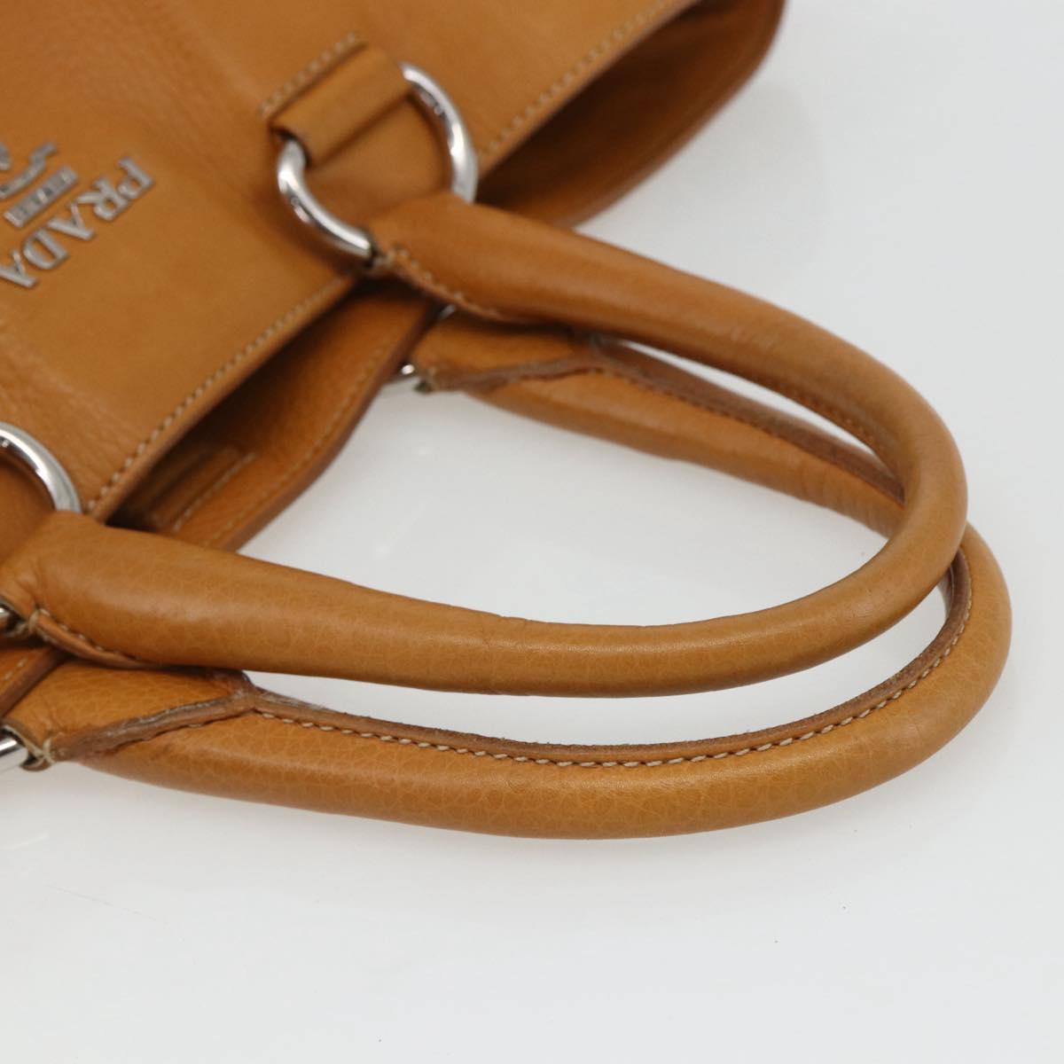 PRADA Hand Bag Leather Brown Silver Auth yk19892