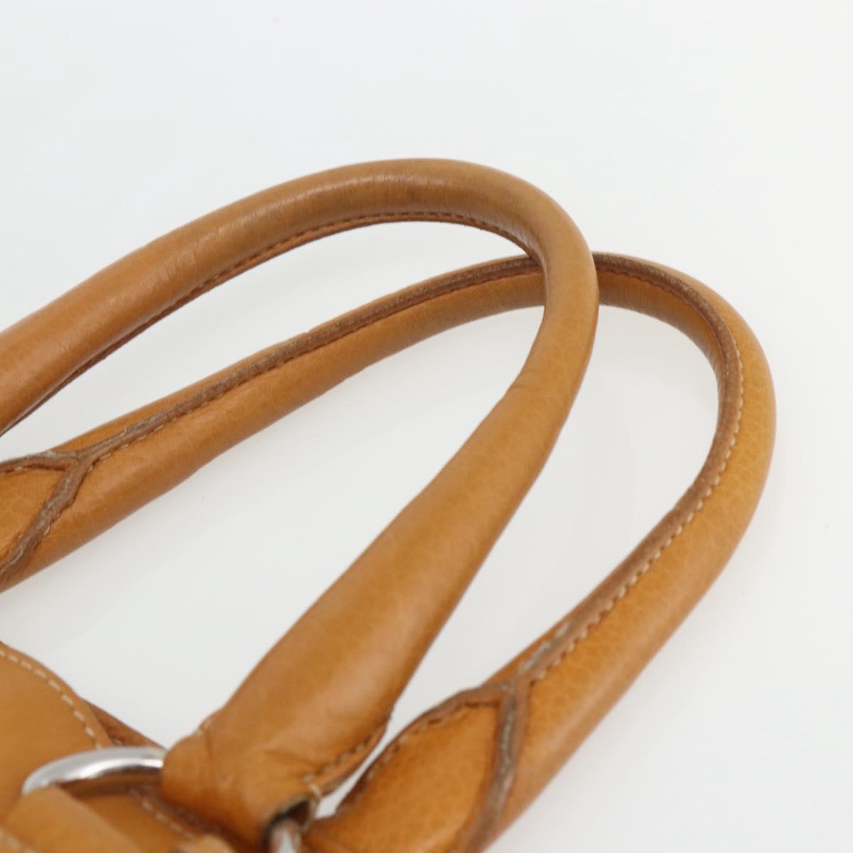PRADA Hand Bag Leather Brown Silver Auth yk19892