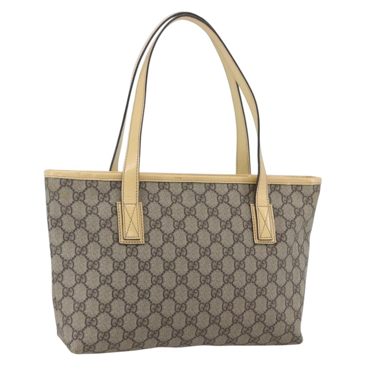 GUCCI GG Supreme Tote Bag PVC Beige Silver 2111 38 Auth yk19900