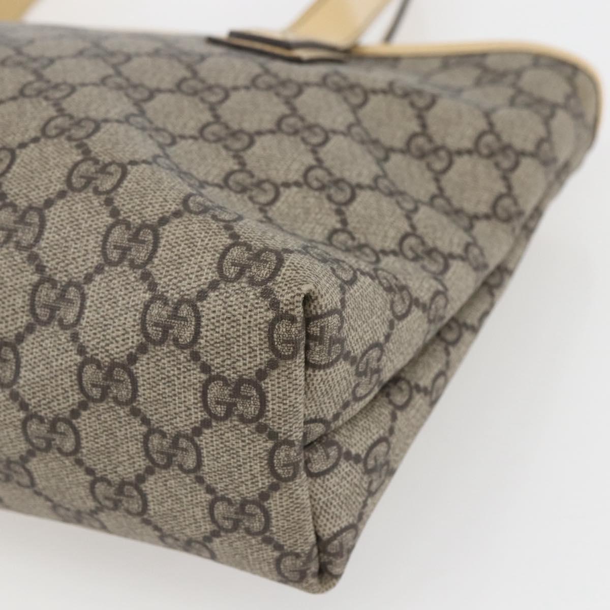 GUCCI GG Supreme Tote Bag PVC Beige Silver 2111 38 Auth yk19900