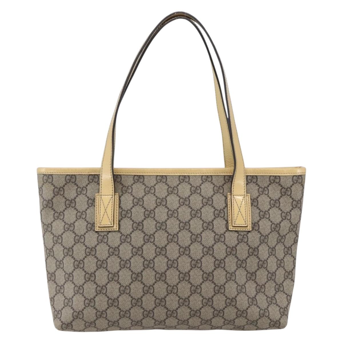 GUCCI GG Supreme Tote Bag PVC Beige Silver 2111 38 Auth yk19900