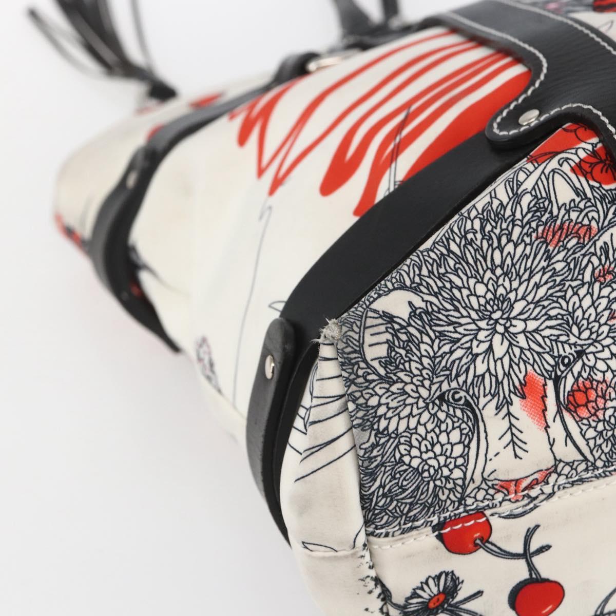Salvatore Ferragamo Animal Pattern Tote Bag Nylon White Silver Auth yk19901