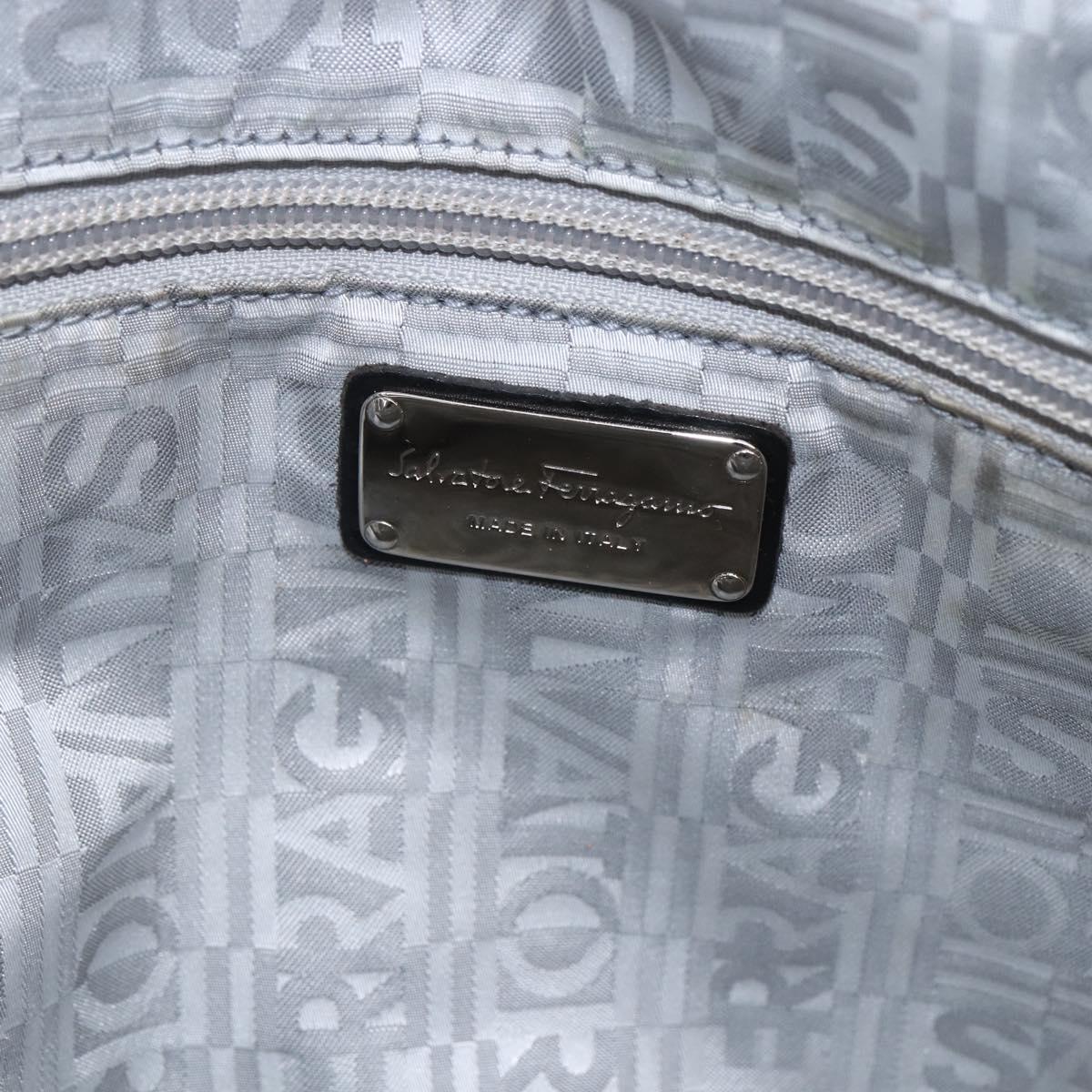 Salvatore Ferragamo Animal Pattern Tote Bag Nylon White Silver Auth yk19901
