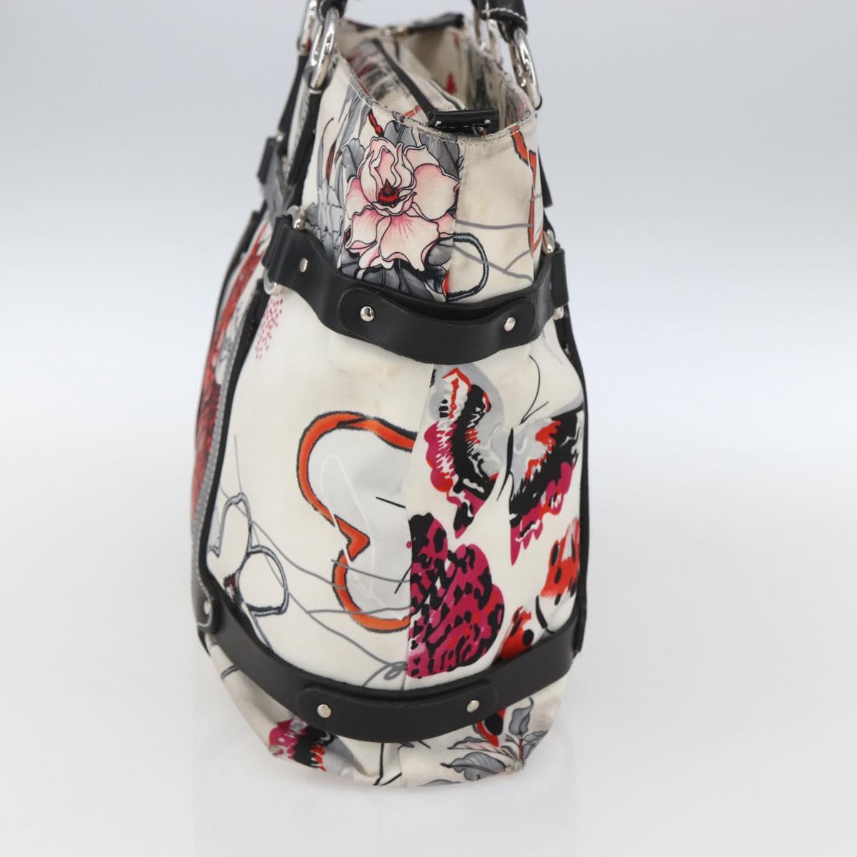 Salvatore Ferragamo Animal Pattern Tote Bag Nylon White Silver Auth yk19901
