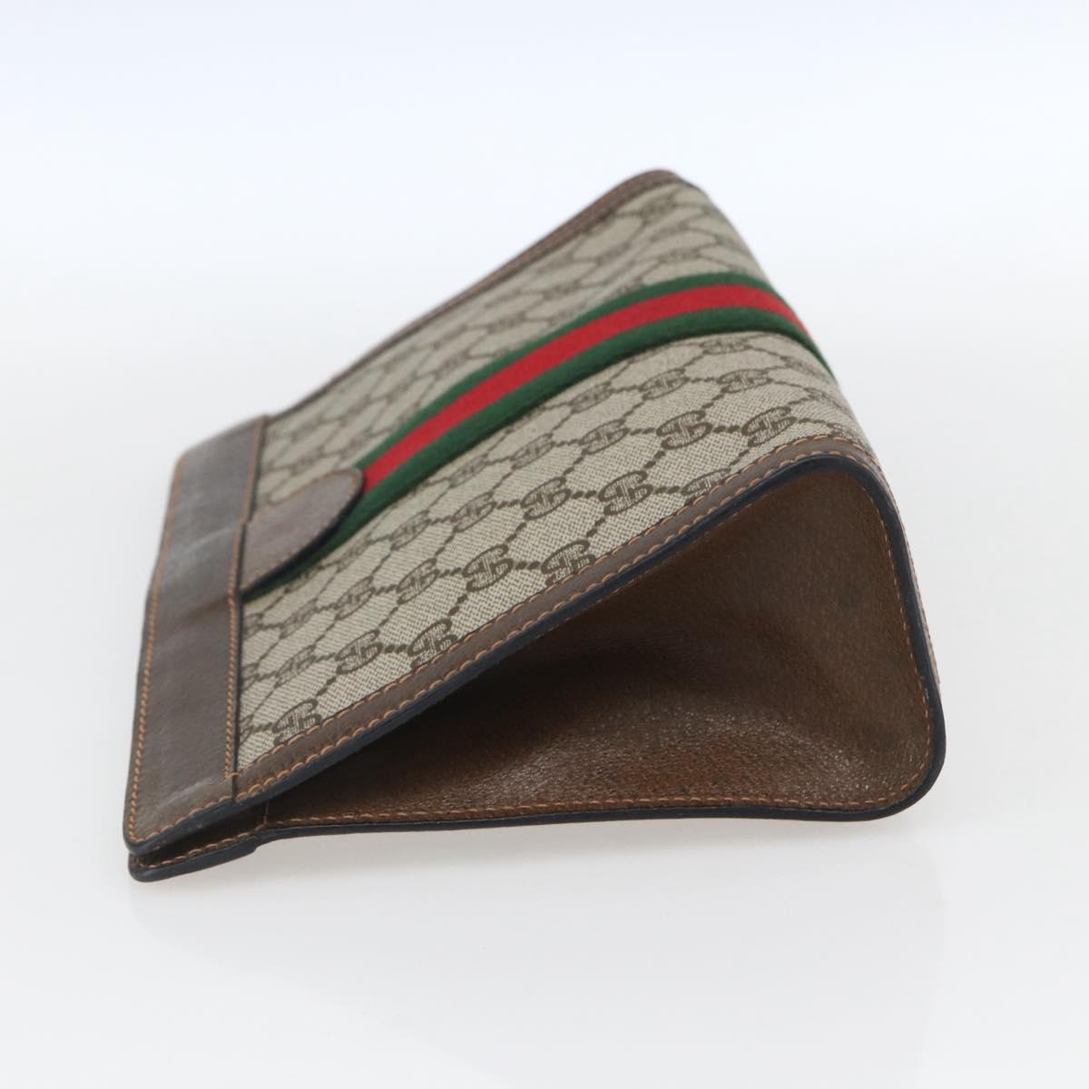 GUCCI GG Supreme Web Sherry Line Clutch Bag PVC Beige Red 89 01 002 Auth yk19915