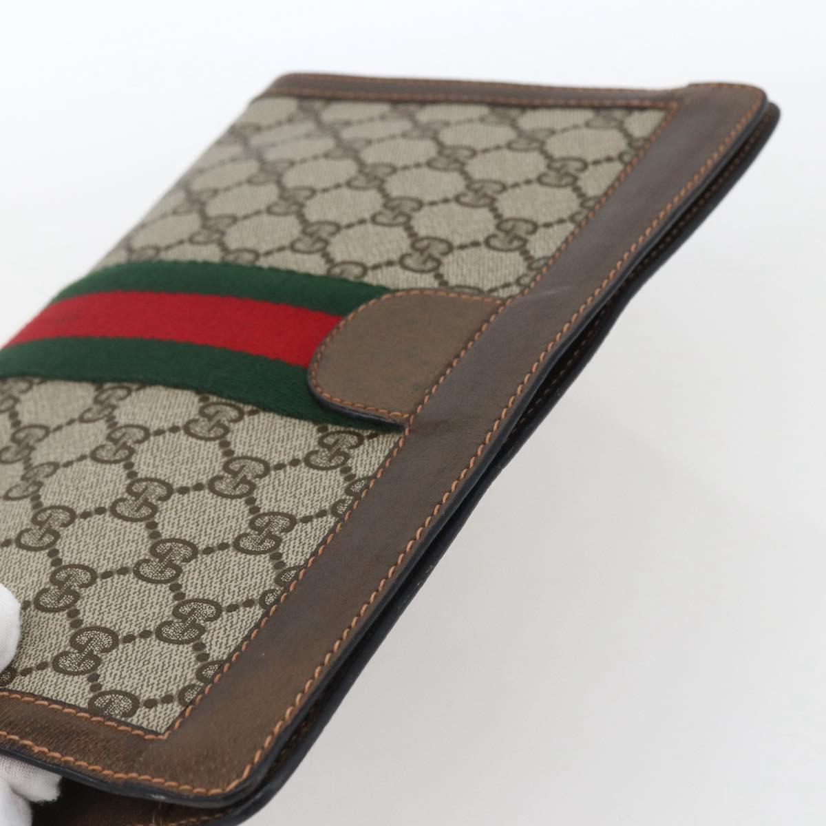 GUCCI GG Supreme Web Sherry Line Clutch Bag PVC Beige Red 89 01 002 Auth yk19915
