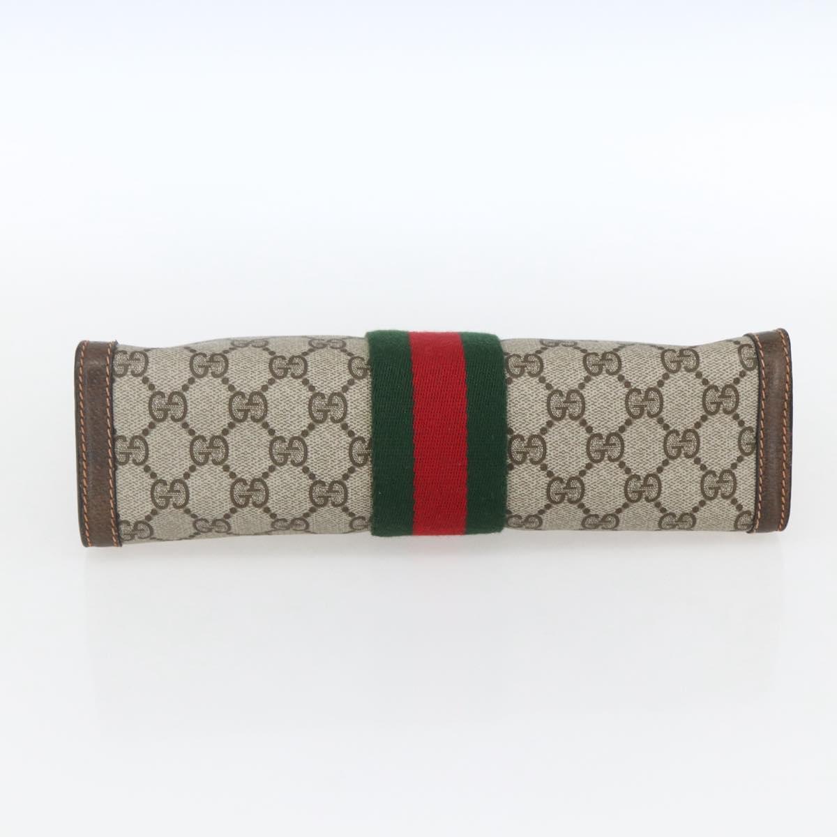 GUCCI GG Supreme Web Sherry Line Clutch Bag PVC Beige Red 89 01 002 Auth yk19915