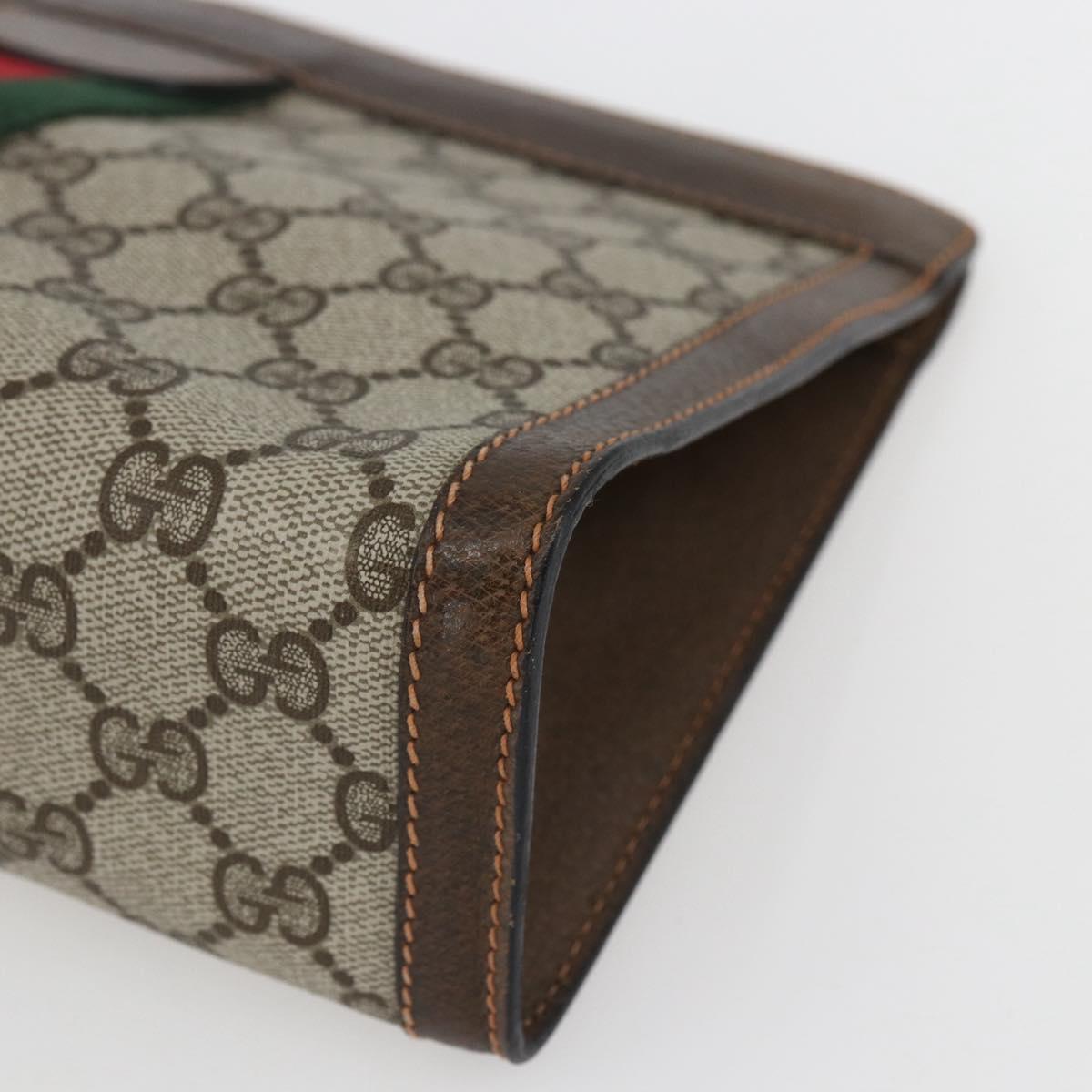 GUCCI GG Supreme Web Sherry Line Clutch Bag PVC Beige Red 89 01 002 Auth yk19915