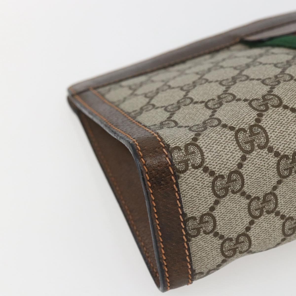 GUCCI GG Supreme Web Sherry Line Clutch Bag PVC Beige Red 89 01 002 Auth yk19915