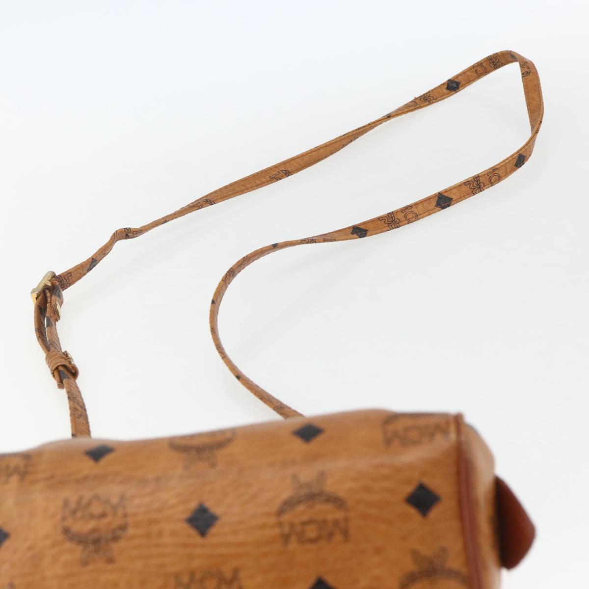 MCM Vicetos Logogram Mini Bag PVC Leather 2way Dark Brown Gold Auth yk19916