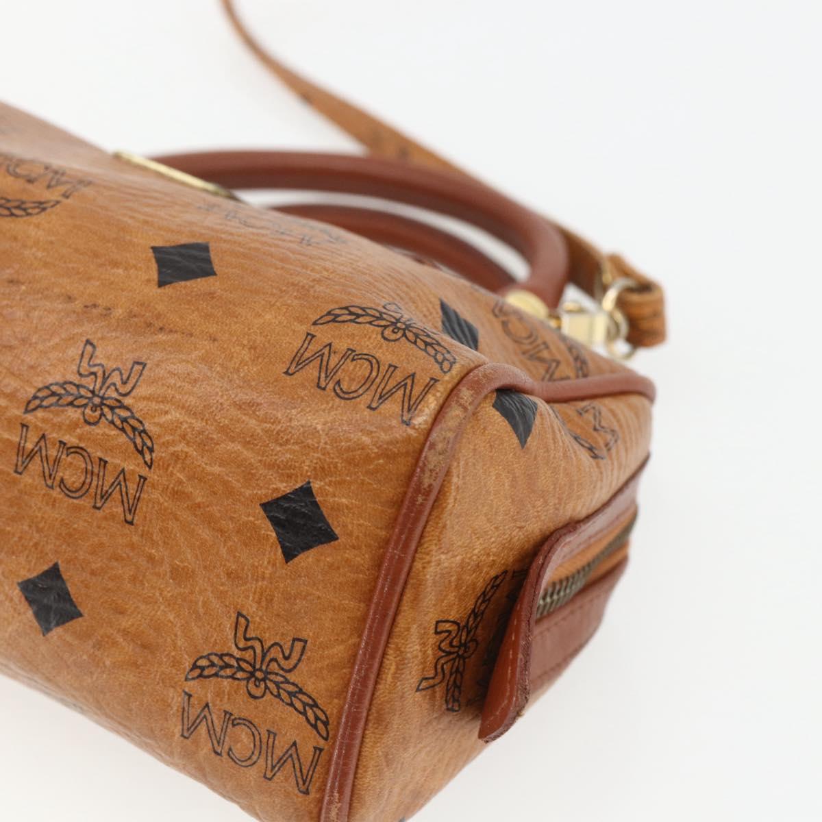 MCM Vicetos Logogram Mini Bag PVC Leather 2way Dark Brown Gold Auth yk19916