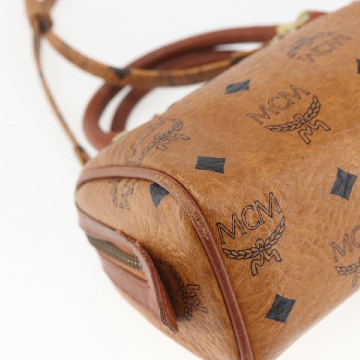 MCM Vicetos Logogram Mini Bag PVC Leather 2way Dark Brown Gold Auth yk19916