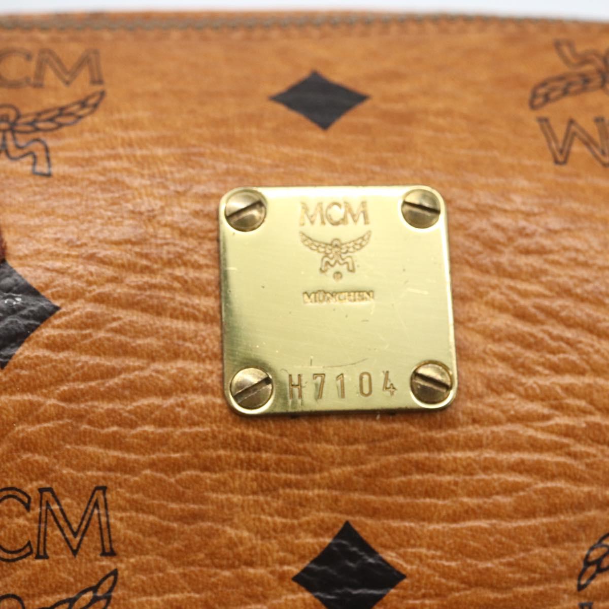 MCM Vicetos Logogram Mini Bag PVC Leather 2way Dark Brown Gold Auth yk19916