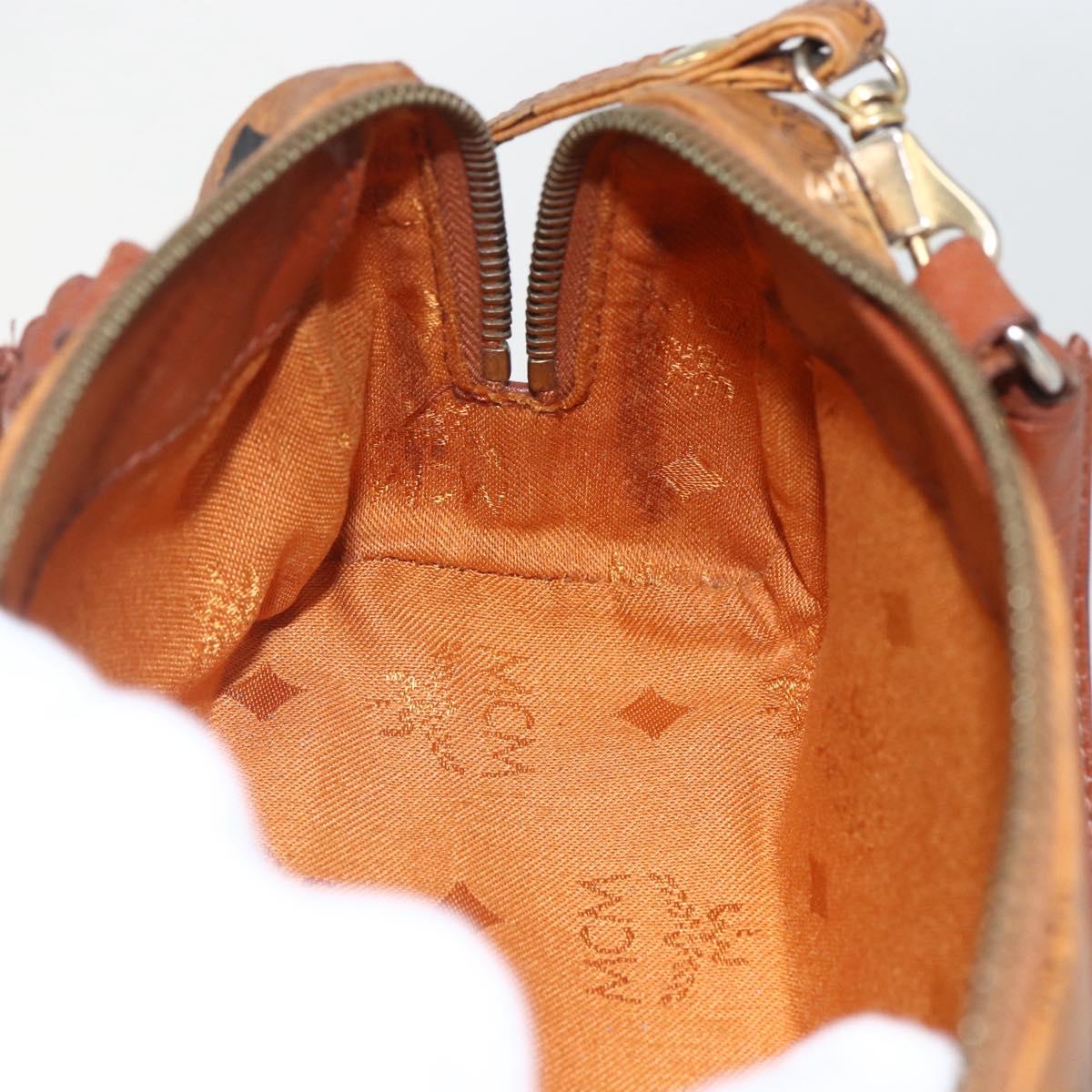MCM Vicetos Logogram Mini Bag PVC Leather 2way Dark Brown Gold Auth yk19916