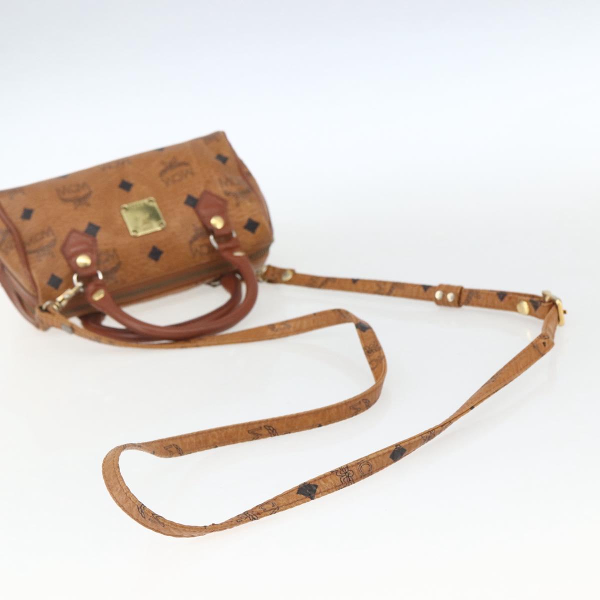 MCM Vicetos Logogram Mini Bag PVC Leather 2way Dark Brown Gold Auth yk19916