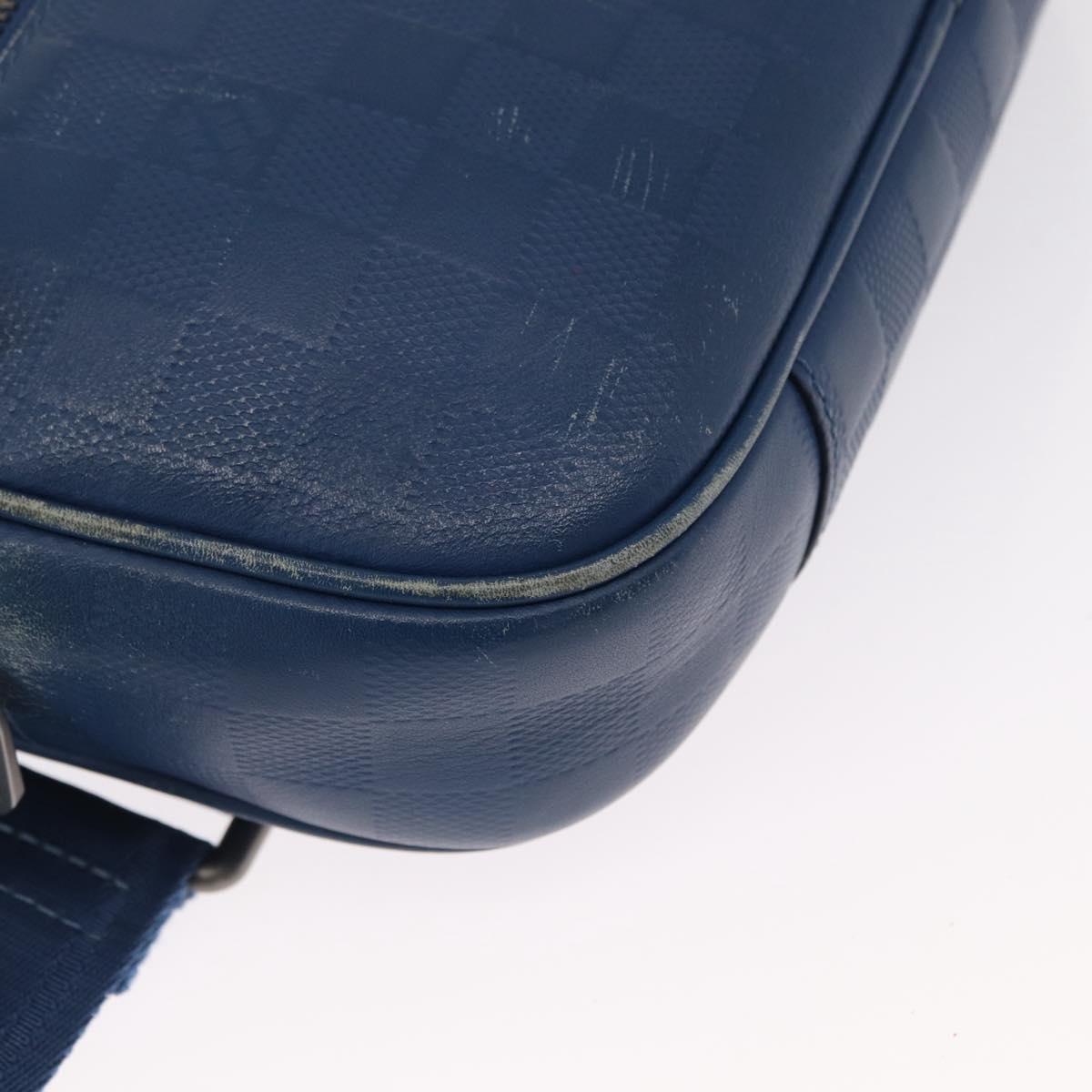 LOUIS VUITTON Damier Infini Ambreil Bag Leather Blue N41354 LV Auth yk19931