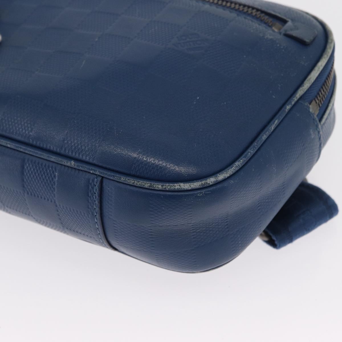 LOUIS VUITTON Damier Infini Ambreil Bag Leather Blue N41354 LV Auth yk19931