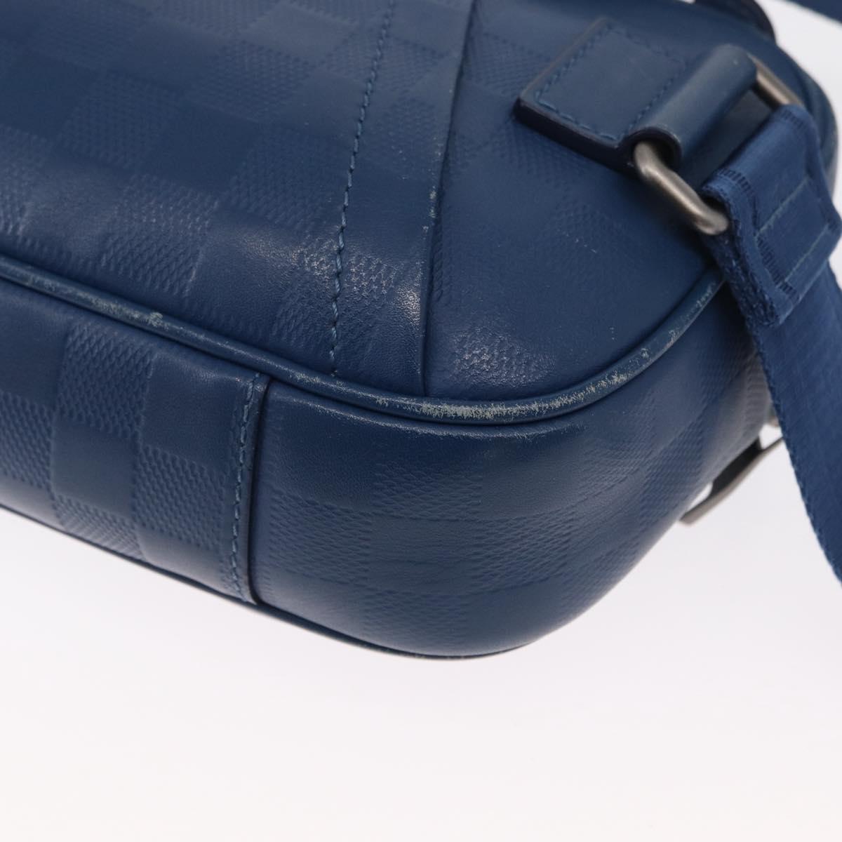 LOUIS VUITTON Damier Infini Ambreil Bag Leather Blue N41354 LV Auth yk19931