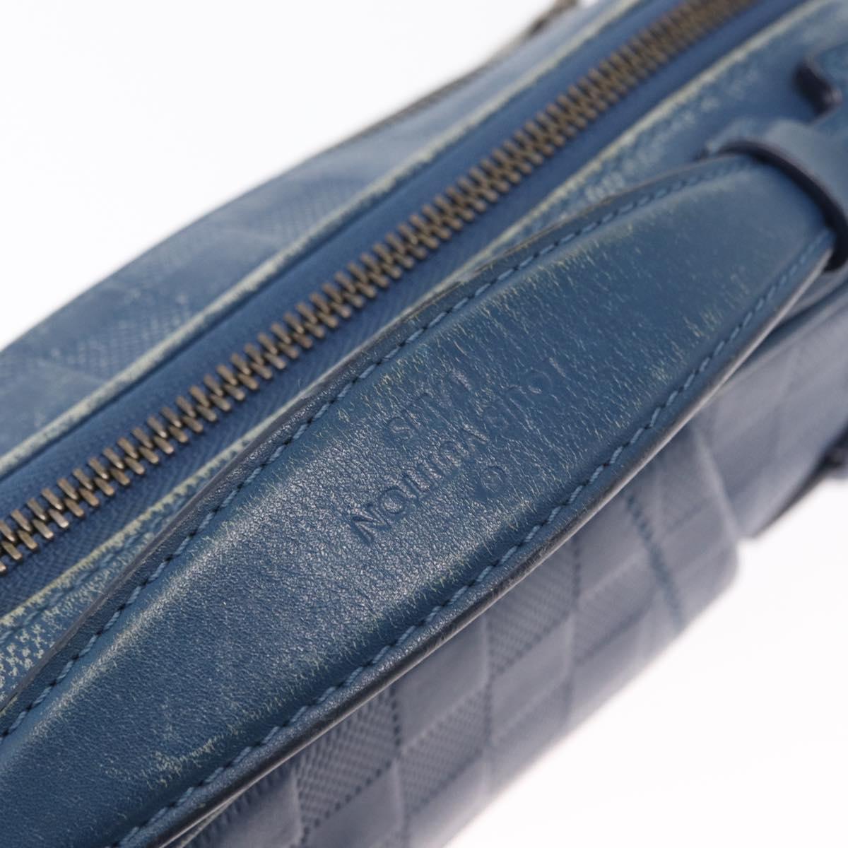 LOUIS VUITTON Damier Infini Ambreil Bag Leather Blue N41354 LV Auth yk19931