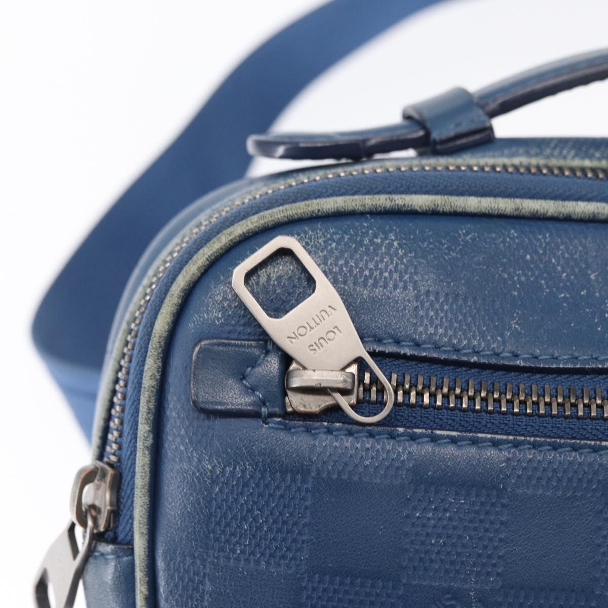 LOUIS VUITTON Damier Infini Ambreil Bag Leather Blue N41354 LV Auth yk19931